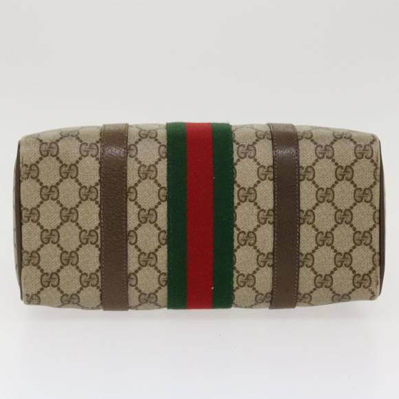 GUCCI GG Canvas Web Sherry Line Hand Bag Beige Red Green 98 02 006 Auth ki2795 - Picture 5 of 16